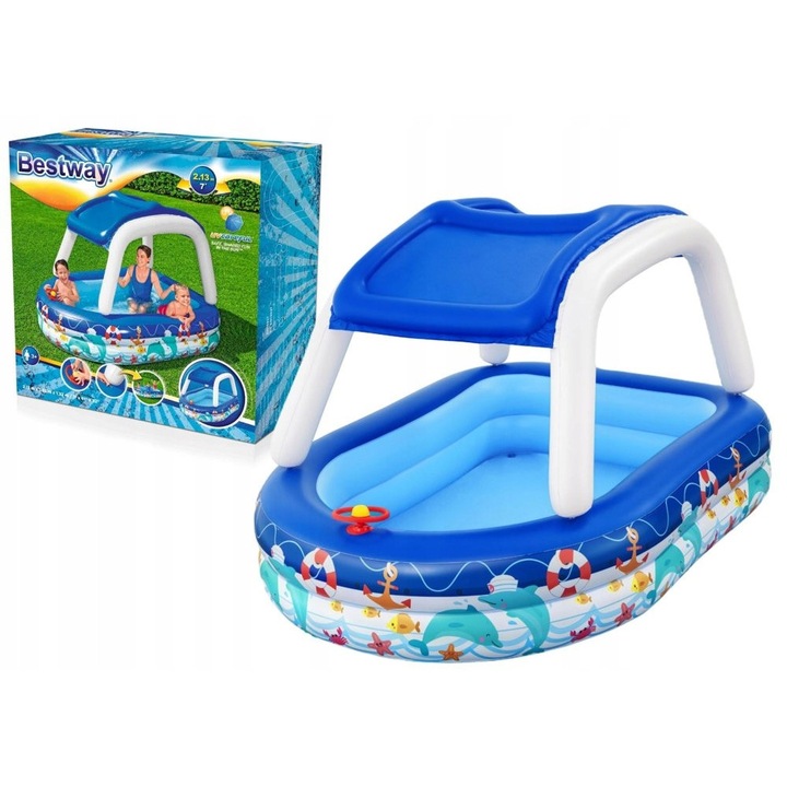 Басейн 213x155x132см, Bestway, 2 пръстена, Многоцветен, за деца над 3 години