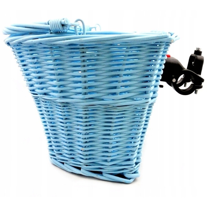 Cos de bicicleta din rattan, sportown, albastru, 35x25,5x22cm, capacitate 6kg, set complet cu suport si cheie de montaj