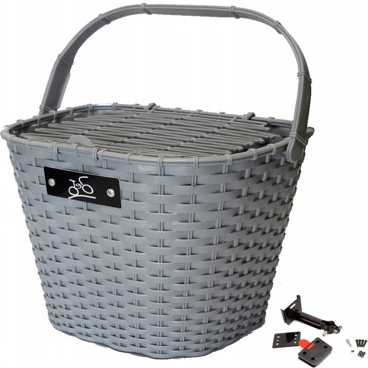 Cos bicicleta Sportown, model CLICK, 36x28cm, gri, pentru biciclete 26"-28"