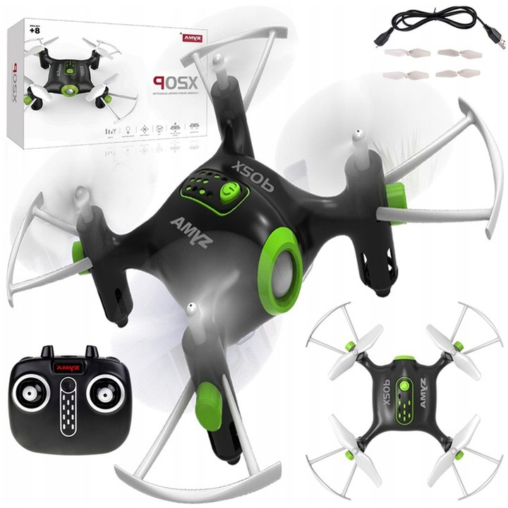 Dron Syma X20P, 6 axe, LED, 10x5x10.5cm, negru si alb