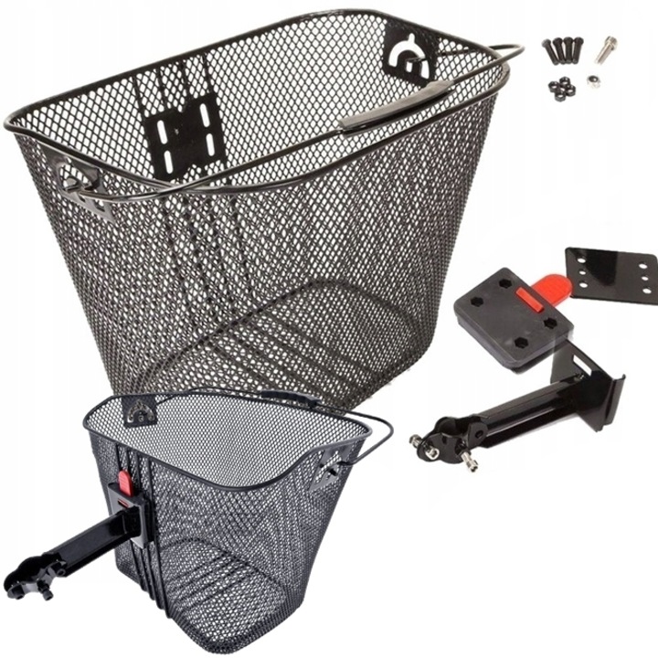 Cos de bicicleta Sportown, montare pe suport, 6 kg, 33x26x25cm, negru