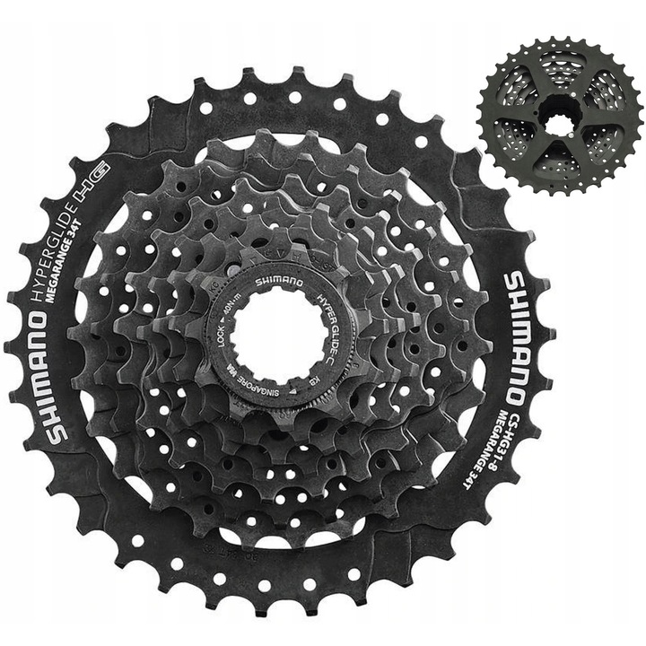 Shimano CS-HG31 8-fokozatú 11-34T kerékpár fogaskoszorú, rozsdamentes acél, fekete