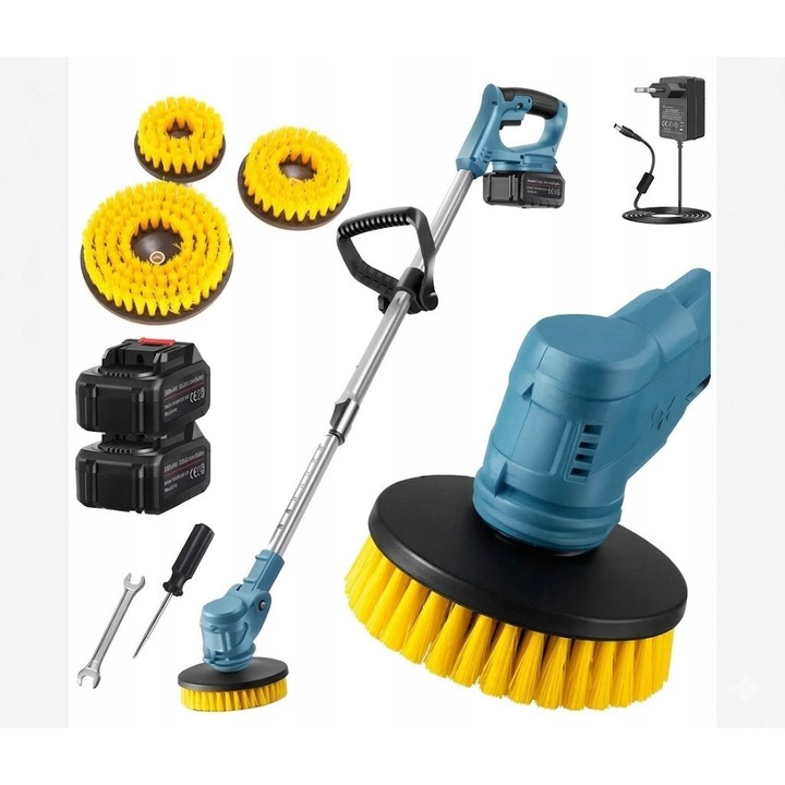 Perie electrica de curatare Power Scrubber, set 4 in 1, 2 acumulatori, accesorii incluse