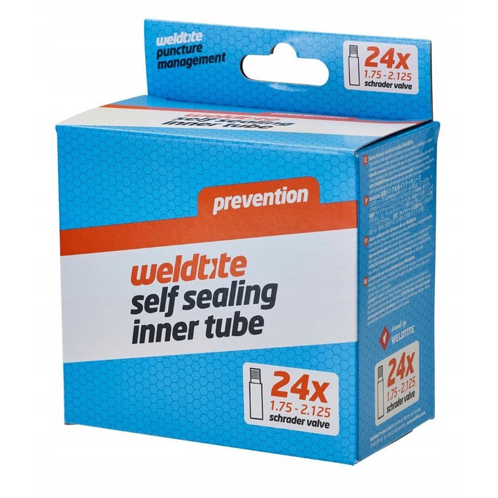 Camera bicicleta Weldtite 24" x 1.75-2.10, auto-reparare, rezistent la coroziune