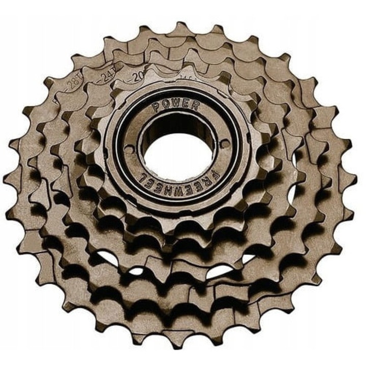 Pinioane bicicleta Power 5-rz 14-28T, 5 viteze, culoare brun, din otel