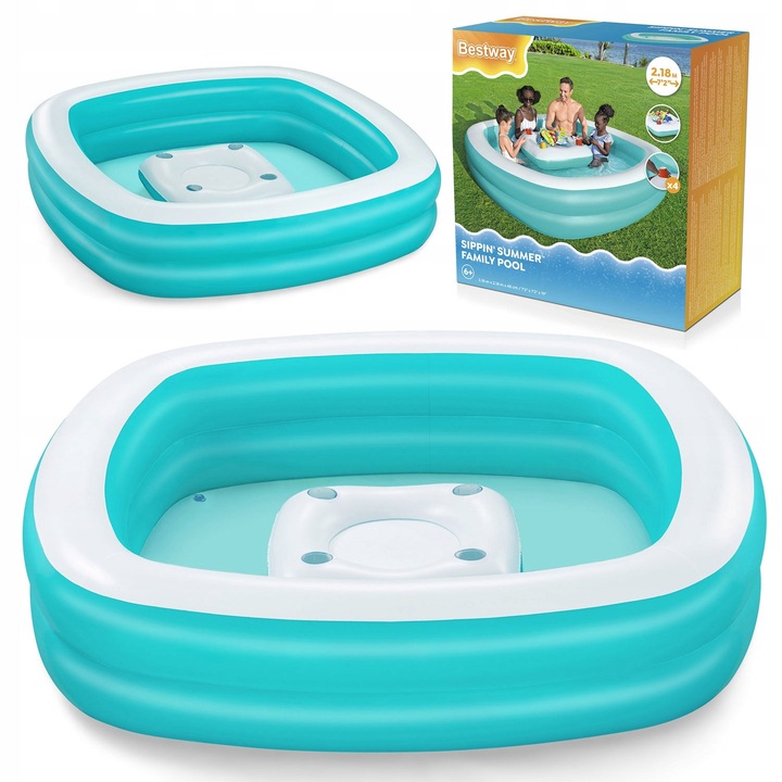 Детски басейн, Bestway, 218x218x48см, многоцветен, PVC материал