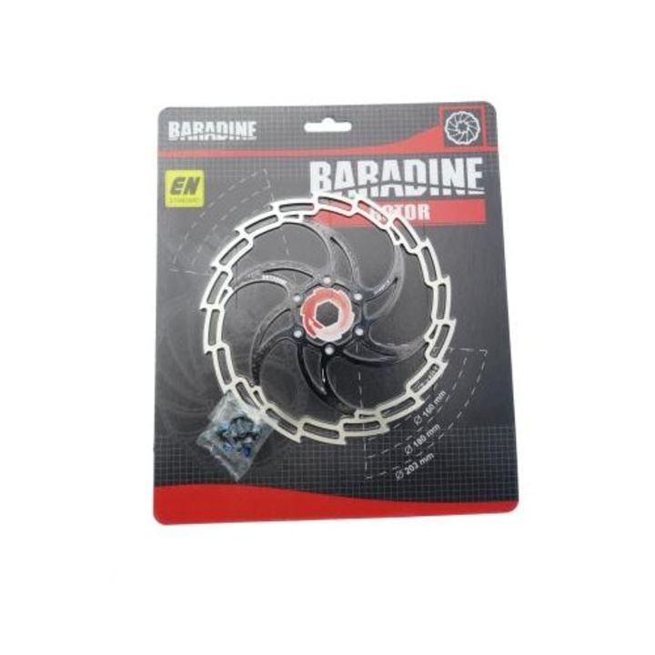 Disc frana Baradine DB-05, 160mm, inox, negru-argintiu, set cu 6 suruburi
