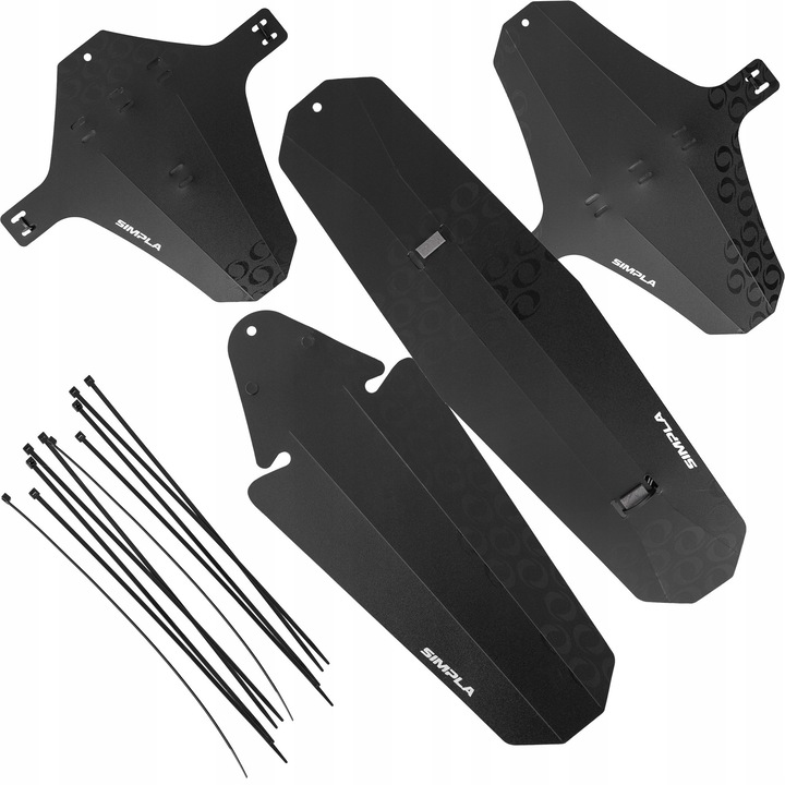 Set de aparatori pentru bicicleta Simpla IQ MTB, 4 piese, usoare, culoare neagra, dimensiuni roti 26" 27,5" 29"