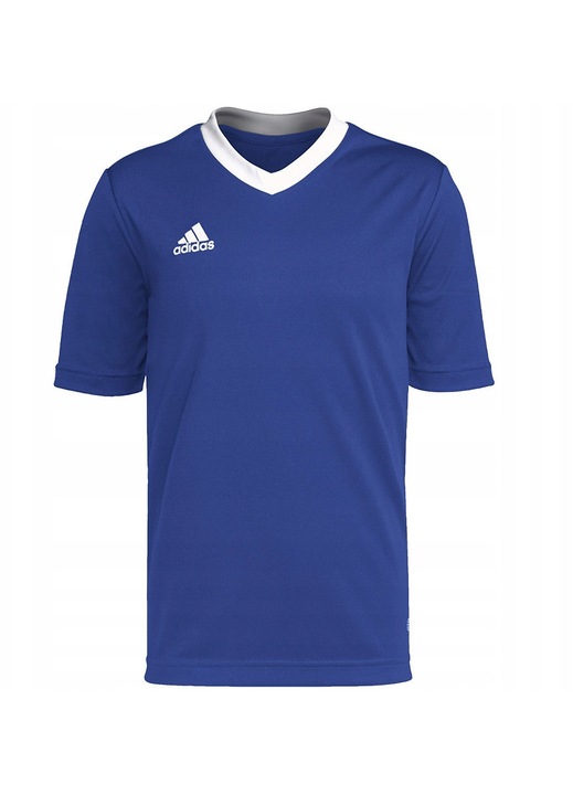 Детска тениска adidas Entrada 22, син, полиестер, къс ръкав, бели детайли, 176 CM