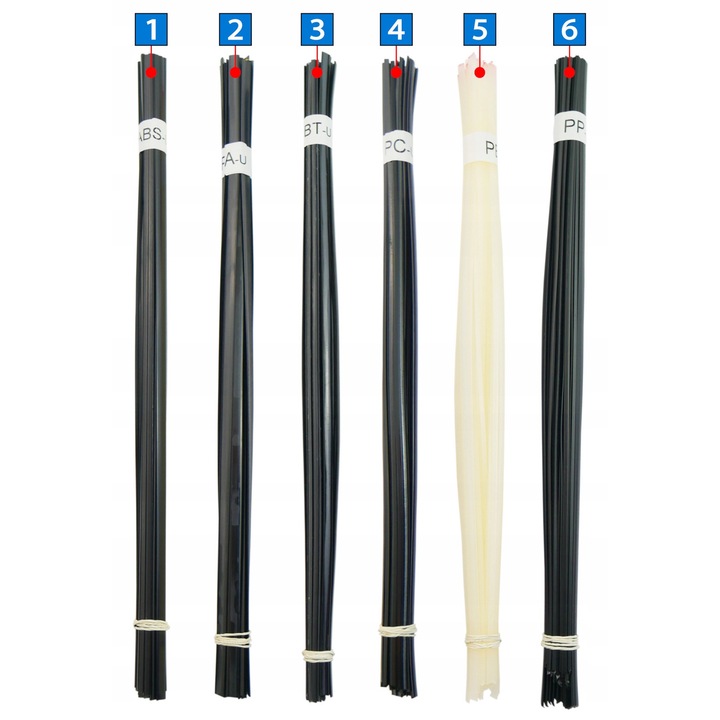 Set spoiuri universale pentru sudarea plasticului, 600g (6x100g), ABS-U, PA-U, PBT-U, PC-U, PE-U, PP-U