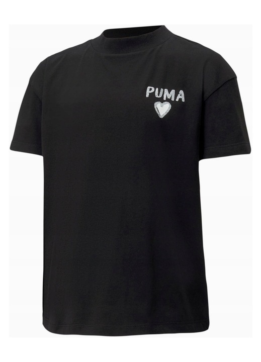 Детска тениска, Puma, Alpha Trend, полувисока яка, черен, памук, 120 CM