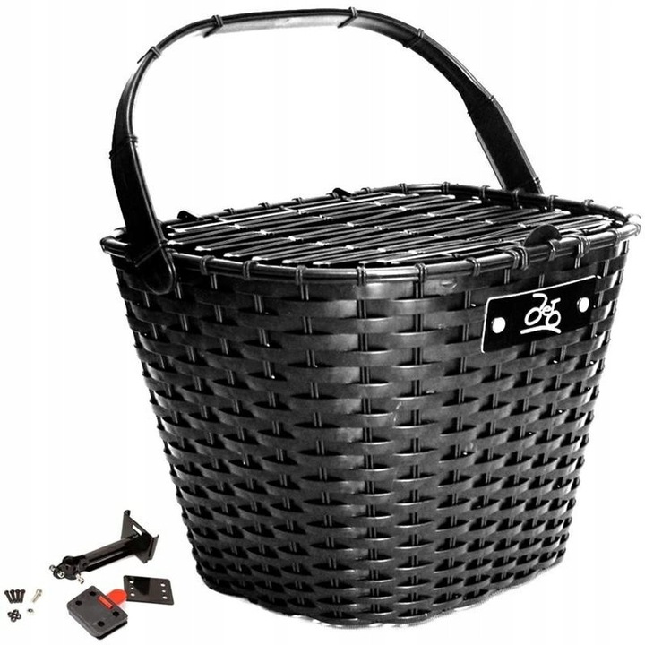 Cos de bicicleta sportown Click, 36x28cm, negru, pentru biciclete 26"-28"