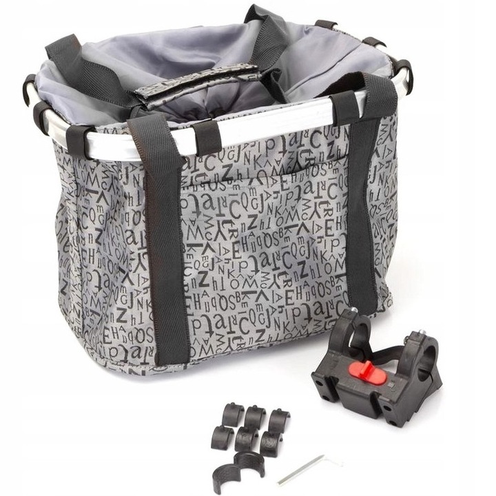 Cos de bicicleta Sportown KAT09891, material aluminiu si tesatura Oxford, impermeabil, 34x28x24cm, gri-negru
