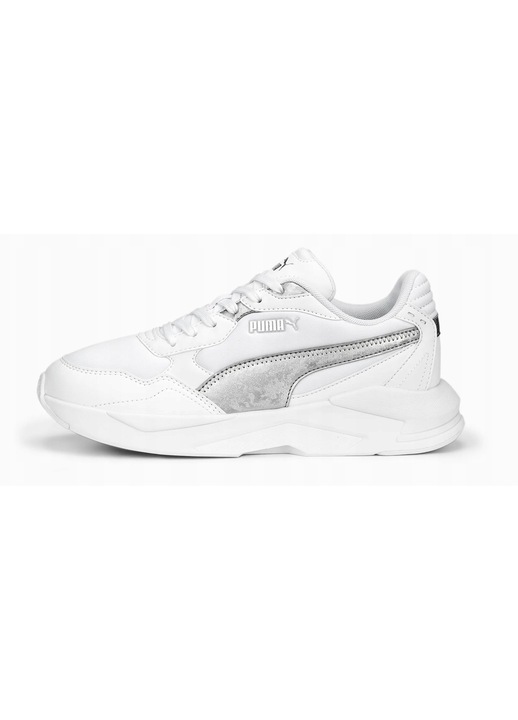 Pantofi sport dama Puma X-Ray Speed Lite Space Metallics, alb-argintiu, piele ecologica, detalii metalice, 37.5 EU