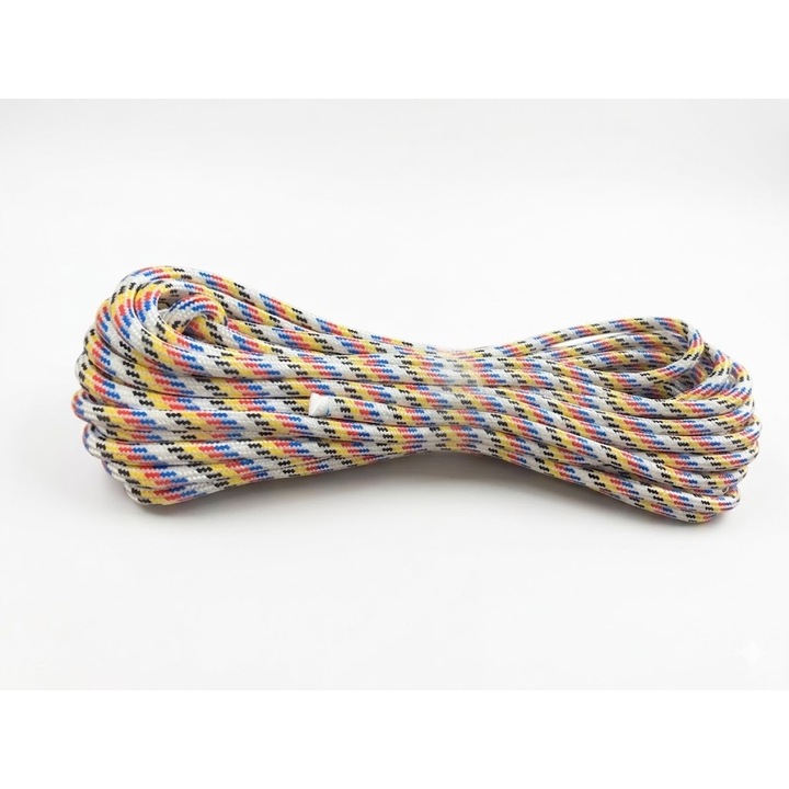 Polipropilén kötél 14mm, 20m, fehér színkeverékkel (sárga, kék, piros)
