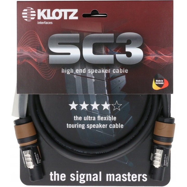 Klotz SC3-L2FF0500 audio kábel, 5m, Speakon, fekete, AWG 13