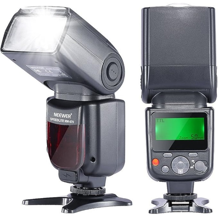 Neewer SPEEDLITE NW-670 vaku lámpa, 3 mód, GN58, 0-90° x 0-270°