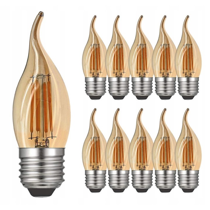 Комплект от 12 LED крушки E27 Vintage, 4W, 400 лумена