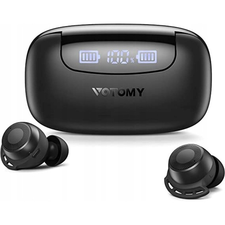 Votomy SoloPods S1 vezeték nélküli fülhallgató, Bluetooth 5.0, IPX8, fekete szín