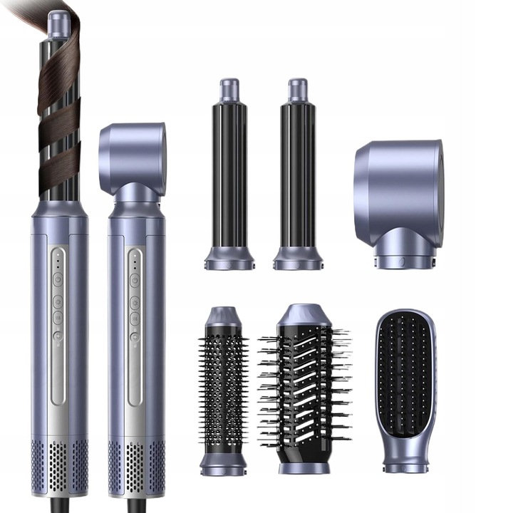 Set de stilizare par, 6 in 1, uscator de par cu perii, control temperatura, multicolor