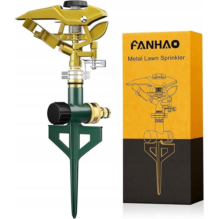 Въртящ се разпръсквач на 360°, Fanhao, за тревни площи
