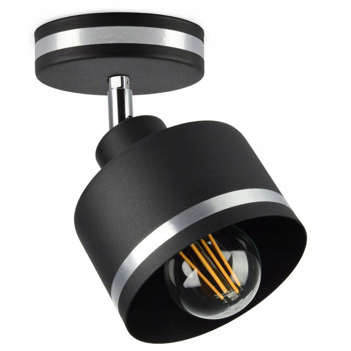 Lampa plafoniera metalica Luxolar, neagra mat cu banda argintie, dimensiuni complete, nu este un set de montaj