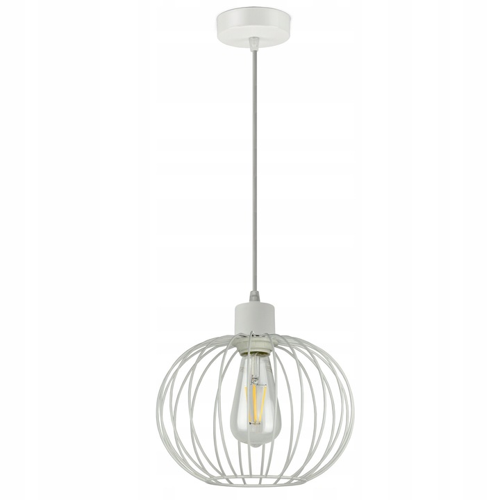 Lampa suspendata Luxolar, alb lucios, 24x18cm, cu ajustare inaltime, pentru bucatarie si hol
