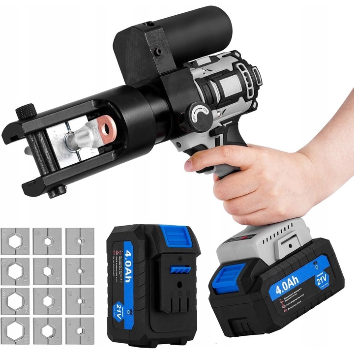 Mxbaoheng 60KN elektromos hidraulikus prés, 21V akkumulátor, 16-300mm, 11 betét, hordozható