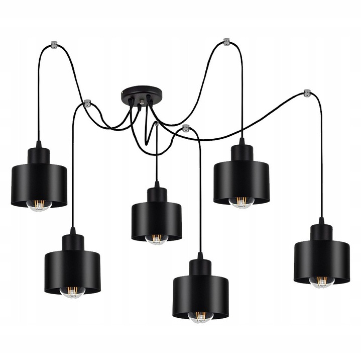 Lustru suspendat Luxolar PAJAK, negru mat, 150cm, 2 circuite electrice, pentru camere 16-24 m2