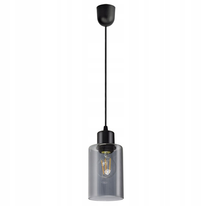 Lampa suspendata Luxolar, tuba din sticla, negru mat, dimensiuni 150x100mm, pentru interior