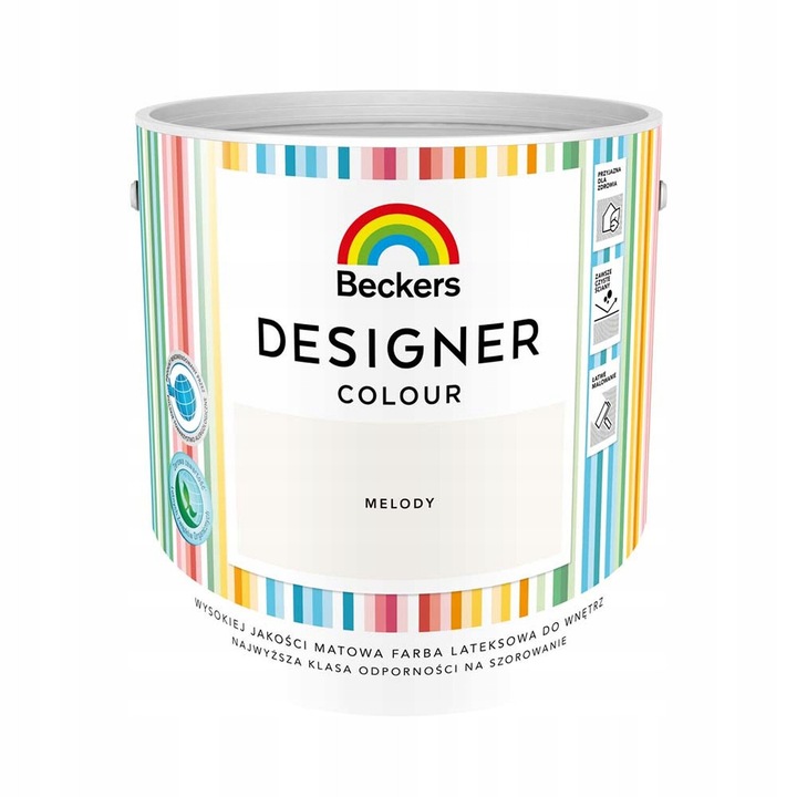 Matt festék Designer Colour Melody 2,5L, Beckers, 16 m/l, mosásálló, fehér