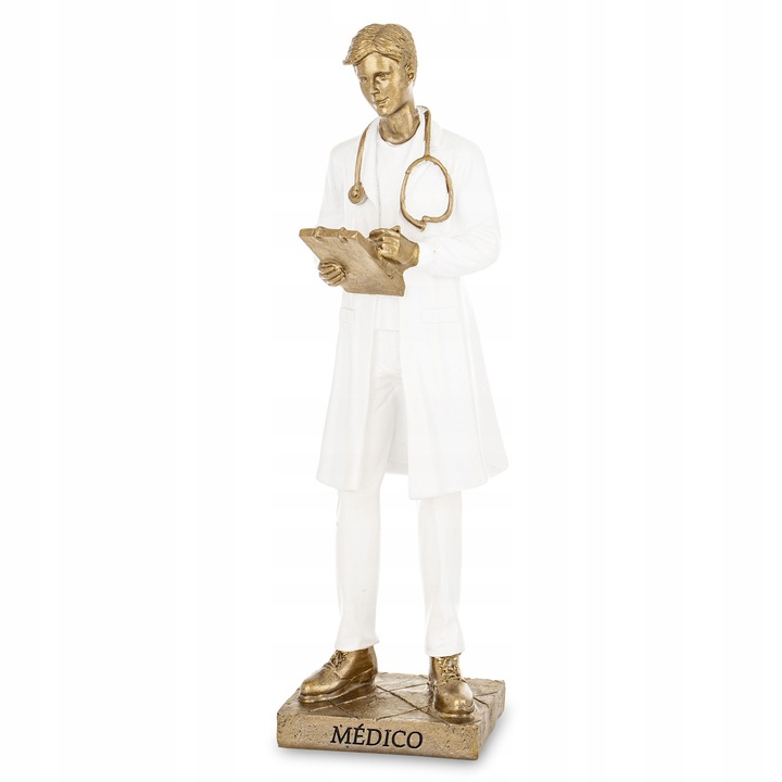 Doktor férfi figura, 25x7x6cm, arany és fehér