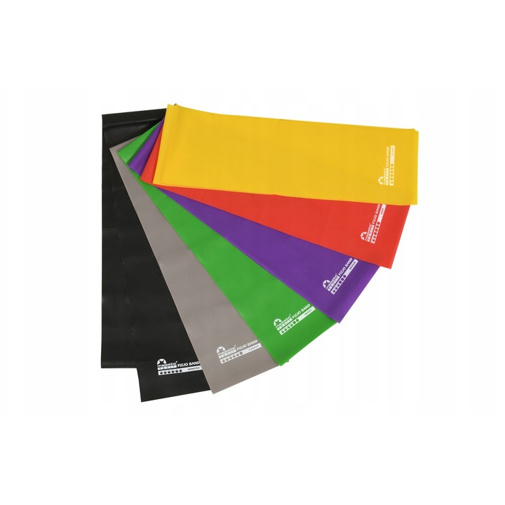 Set 6 benzi de rezistenta Majestic Sport, diverse grosimi, 200x15cm, latex natural