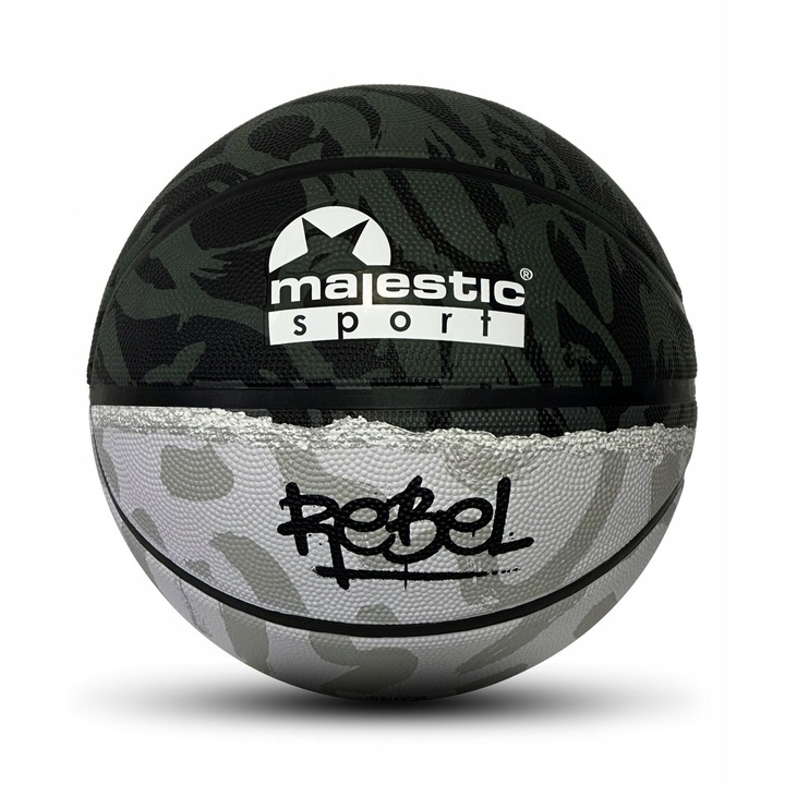 Minge baschet Majestic Sport Rebel, 8 panouri, tehnologie deep groove, neagra, marimea 5, set 1 bucata