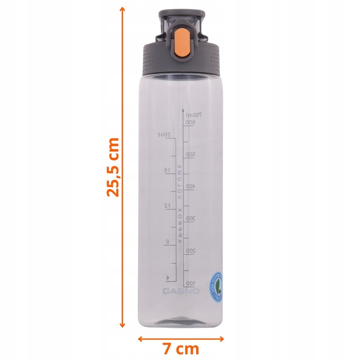 Bidon Casno 750ml, Tritan, rezistent la temperaturi, cu sitko, transparent