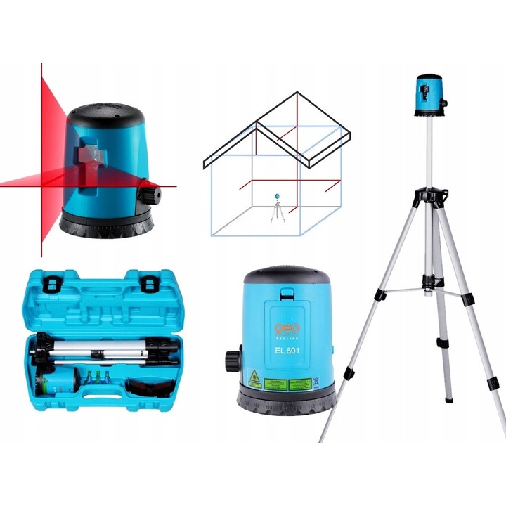 Laser cruce Geo-Fennel EL601, 50m, set complet cu stativ, valiza transport, accesorii