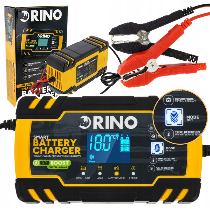 Redresor auto Rino CHRG1224LI4 12-24 V, 8 A, 115 cm, 120 Ah