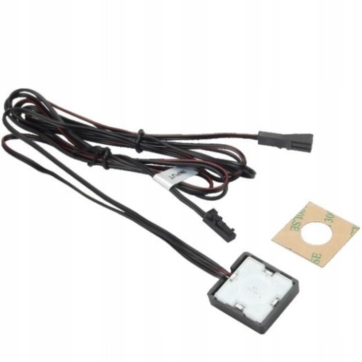 LED kapcsoló dimmerrel tükörhöz, Skori, kék világítás, 12V-24V, 26x29x8mm