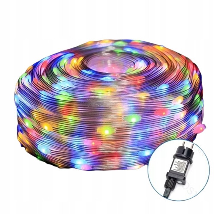 LED fényszalag 10m, 100 LED, RGB, távirányítós vezérlés, IP44, többszínű