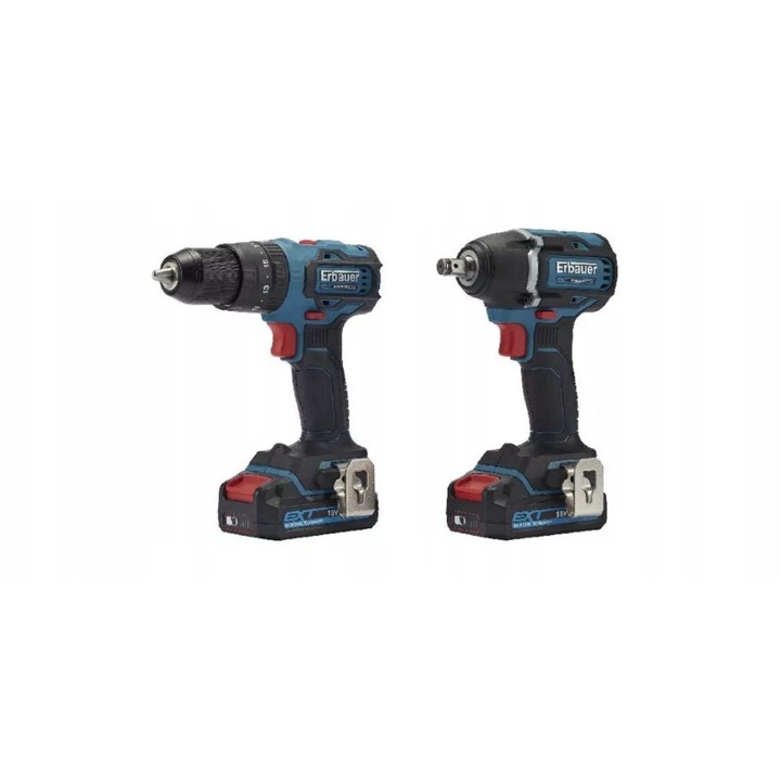 Set Wkretarka si Klucz Udarowy Erbauer, 2 Baterii 2.0 Ah, 18V, 240 Nm, 36.5x4.6cm