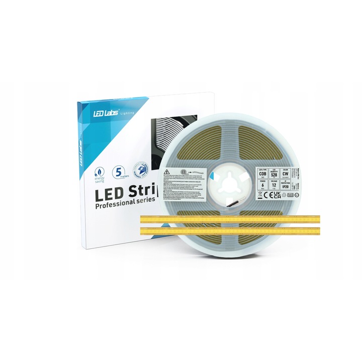 Banda LED, LED Labs, 12V, 2640LED, 6500K, alb rece, 5m