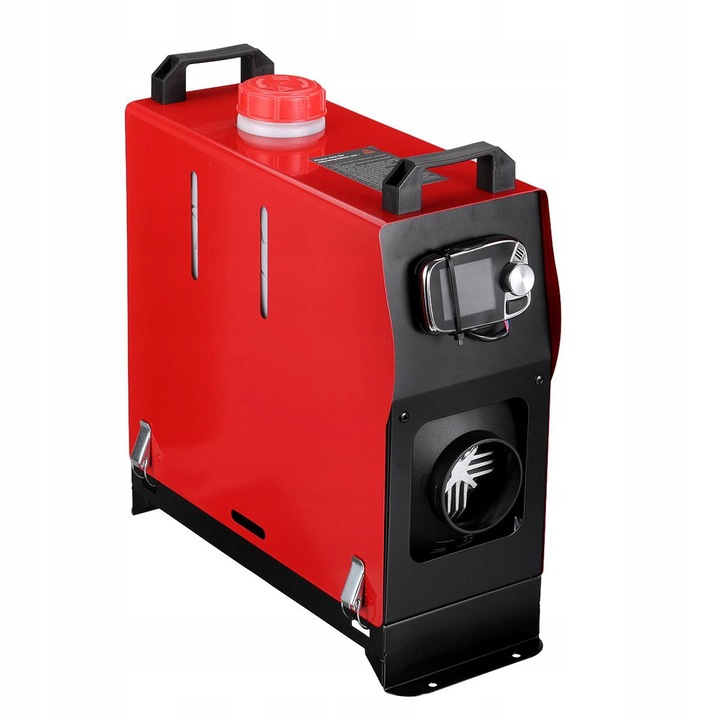 Hordozható dízel légfűtő, 5-8 kW, 12V/24V, fekete-piros, komplett készlet