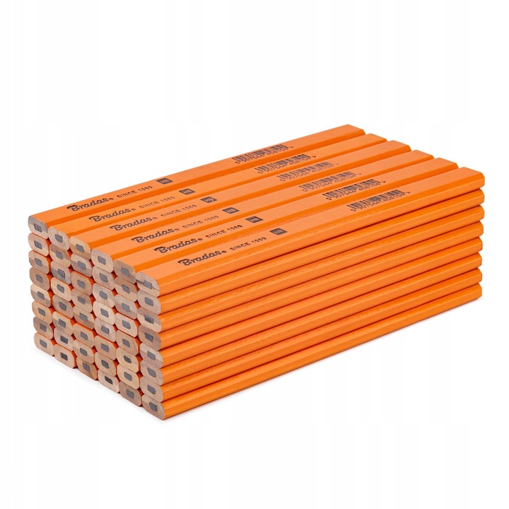Строителни моливи Bradas OCTAGON 180 мм, 48 броя, оранжеви