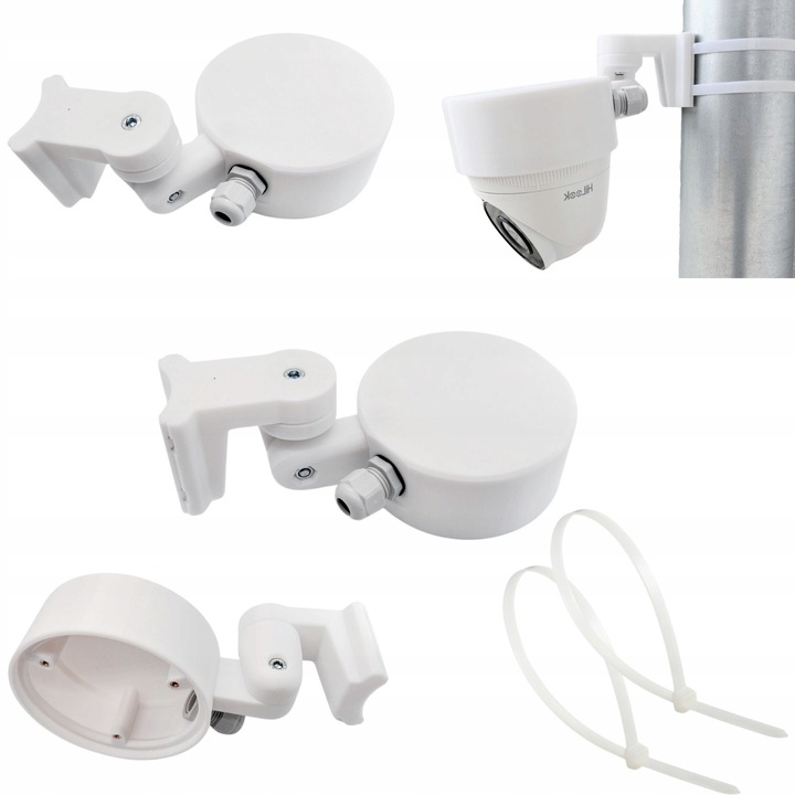 Suport articulat cu cutie, set montaj, Delospro, alb, pentru camera Hilook Hikvision IPCAM-T2