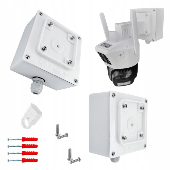 Cutie cu garnitura pentru camera Delospro Z19, montaj dual pe perete, rezistenta la apa, alb, set complet