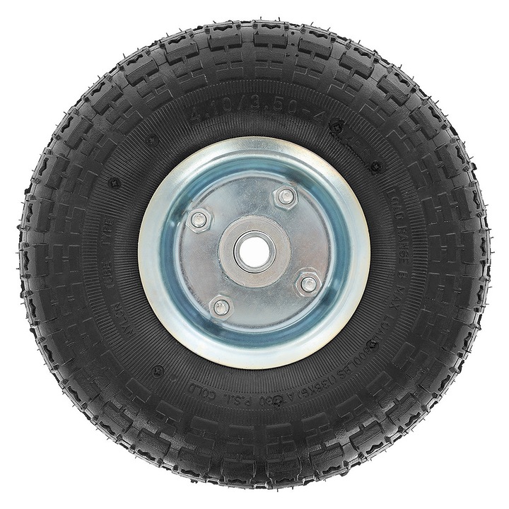 Roata pompata 4.10/3.50-4, 260mm, 16mm, otel zincat, capacitate 136kg