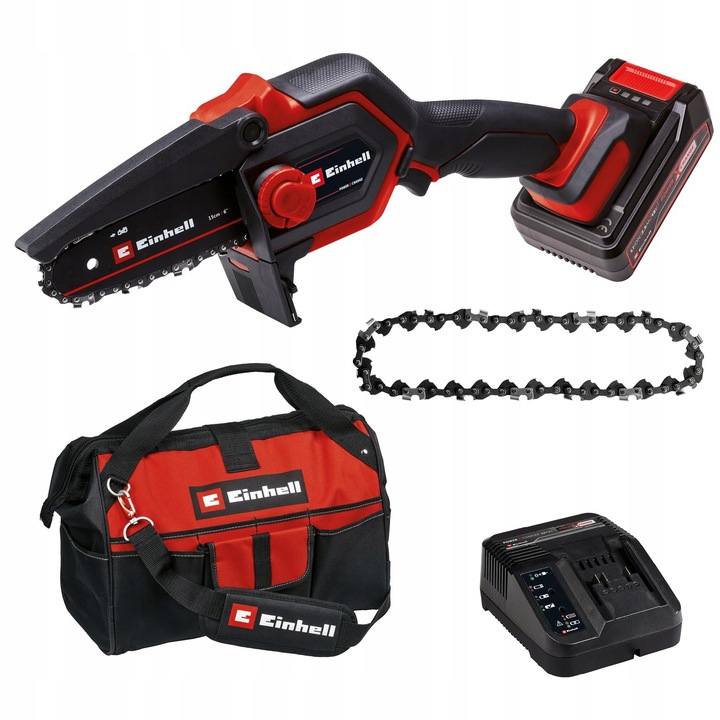 Einhell GE-PS 18/15 Li Bag Kit láncfűrész, 12,5 cm, 2,5 Ah akkumulátor, fekete, szett