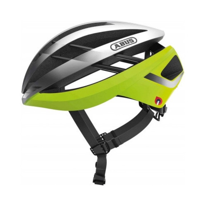 Abus Aventor Quin védősisak, neon sárga, L méret 58-62cm, Quin technológia, súly 260g