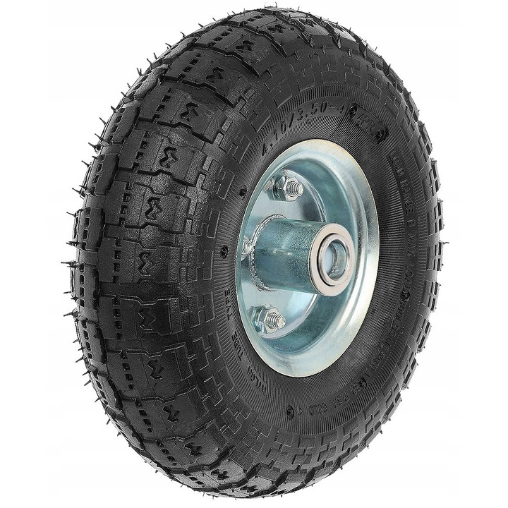 Roata pompata 4.10/3.50-4, 260mm, 20mm rulment, otel zincat, capacitate 136kg
