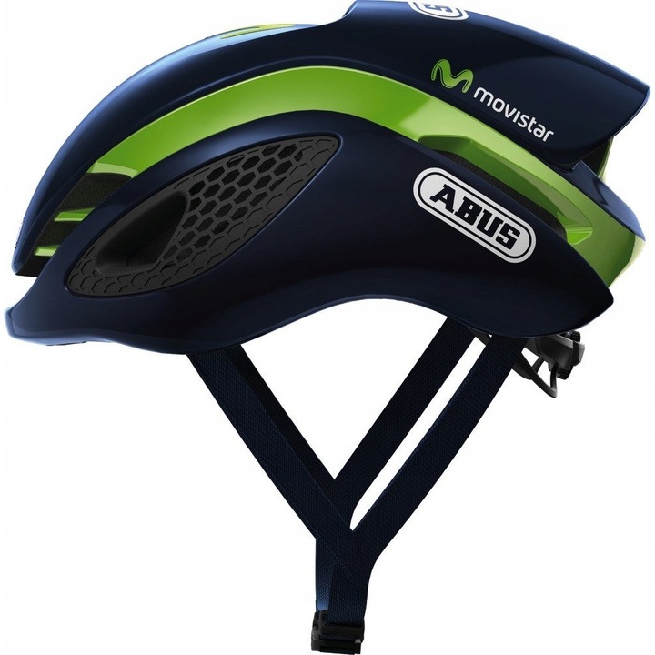 Abus GAMECHANGER sport védősisak, Movistar Team, kék színű, állítható méret